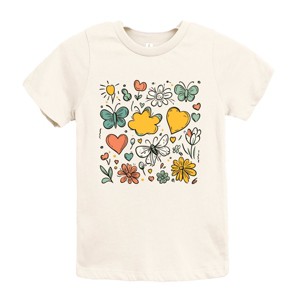 The Juniper Shop Flowers and Butterflies Youth Short Sleeve Tee - XL - Cream - 1 of 4