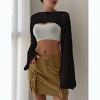 Womens Cropped Sweater Crochet Knit Crop Tops See Through Knit Sweater Beach Cover Ups - 2 of 4