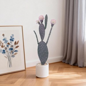 Large Artificial Cactus in Pot  Realistic Texture Tall Faux Desert Plant  with Planter for Indoor & Outdoor Home Garden Office Decoration Green