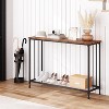 Narrow Console Table, Industrial Entryway Desk with Storage, 2 Tier Thin Sofa Table for Hallway Foyer Living Room Bedroom, Retro Color - 4 of 4