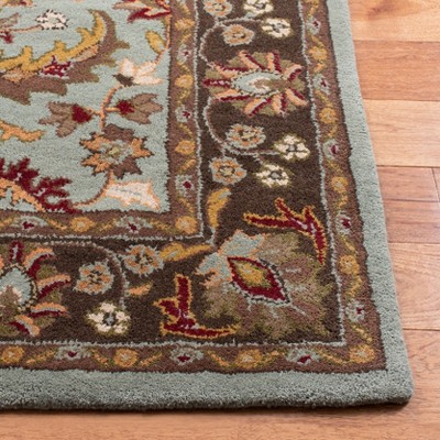 Elegant Heritage Blue & Brown Wool Runner Rug - 2'3" X 12'