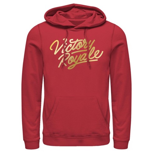 Men s Fortnite Victory Royale Gold Script Pull Over Hoodie Red Small Target