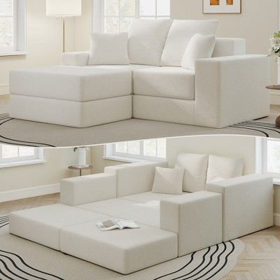 GYIIYUO 75" Modular Sectional Sofa, L-Shape Cloud Boneless Couch, Upholstered Couches for Living Room Bedroom, No Assembly Require