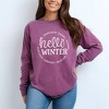 Simply Sage Market Women's Hello Winter Long Sleeve Garment Dyed Tee - 2 of 4
