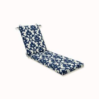 Damask Outdoor Chaise Lounge Cushion - Blue/White - Pillow Perfect