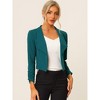 INSPIRE CHIC Women's Regular Fit Notched Lapel Ruched Sleeve Business Crop Blazer - 3 of 4