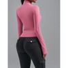 Women's Long Sleeve Zip Up Crop Top Slim Fit Workout Jacket with Thumb Holes - 3 of 3