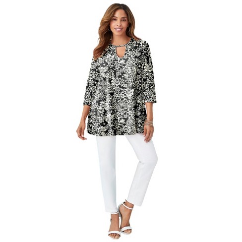 Black And White Floral Tunic