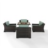Beaufort 5 Pc Outdoor Wicker Chair Set 4 Chairs with Fire Table Mist/Brown - Crosley - 2 of 4