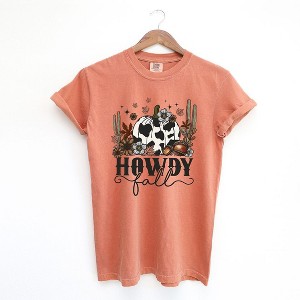 Simply Sage Market Women's Howdy Fall Pumpkin Short Sleeve Garment Dyed Tee - 1 of 4