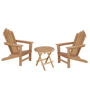 Decksplore Teak Adirondack Chair Set with Table 3PCS - 1 of 4