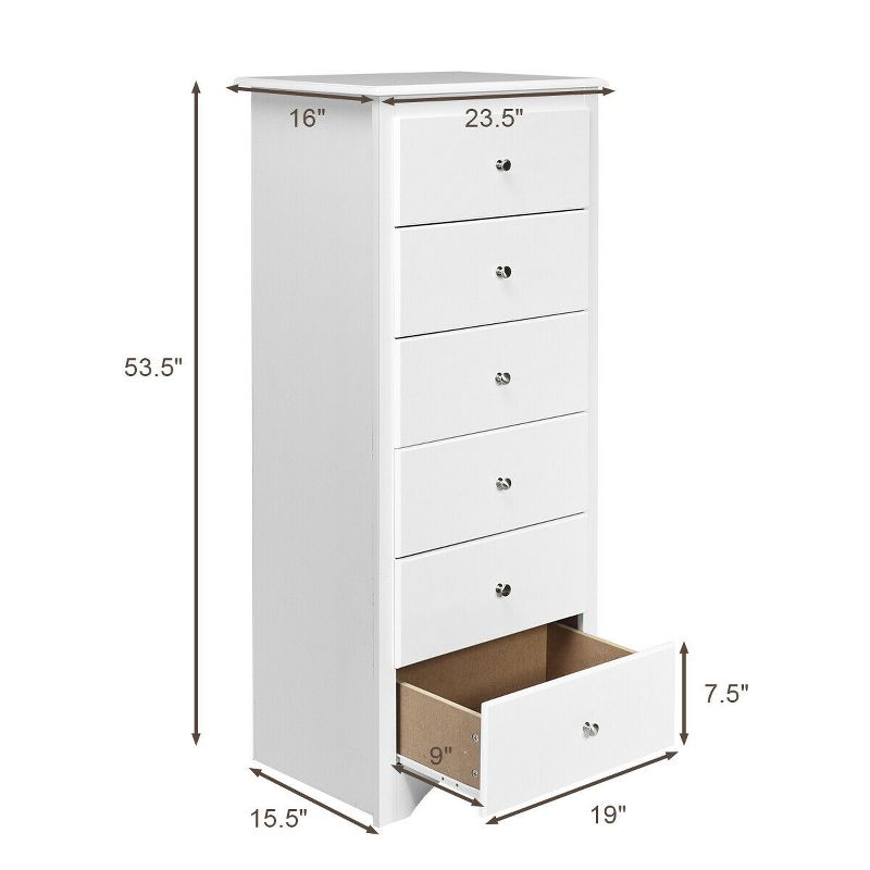 Costway 6 Drawer Chest Dresser Clothes Storage Bedroom Tall Furniture Cabinet, 4 of 11