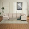 TiramisuBest Modern U-Shaped 6-Seat Sectional Sofa with Ottoman & 3 Toss Pillows, Modular Corduroy Sofa for Living Room, Orange - 2 of 4