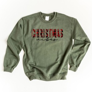 Simply Sage Market Women's Graphic Sweatshirt Leopard Plaid Christmas - 1 of 4