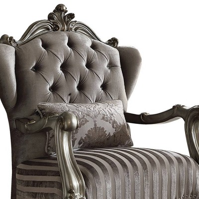 Elegant White Velvet Wood Accent Chair with Pillow