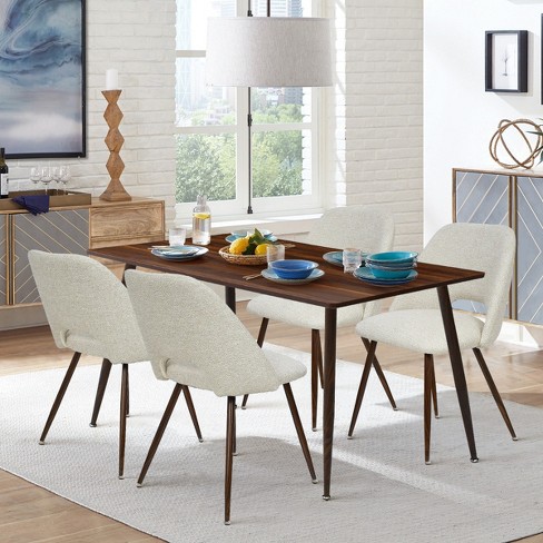 Set of 4 Edwin Beige Upholstered Dining Chair-The Pop Maison
