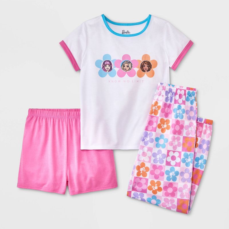 Girls&#39; Barbie 3pc Pajama Set - Pink, 1 of 5