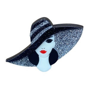 Wrapables Acrylic Fashion Brooch Pin for Sweaters, Coats, Scarves, and Bags, Cosmo Black Hat - 1 of 4
