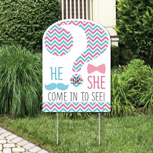 Big Dot of Happiness Chevron Gender Reveal - Party Decorations - Gender Reveal Party Welcome Yard Sign - 1 of 4
