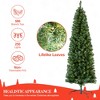 6.5FT Pencil Christmas Tree, Pre-Lit Slim Green Xmas Tree with 586 Branch Tips, 250 LED Lights & 8 Lighting Modes, Metal Stand, for Home Office Party - 3 of 4