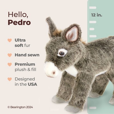 Pedro Gray and White Plush Donkey Stuffed Animal, 12 Inches
