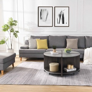VYNXARIA Industrial 4-Piece Round Coffee Table with Storage - Stylish & Space-Saving - 1 of 4
