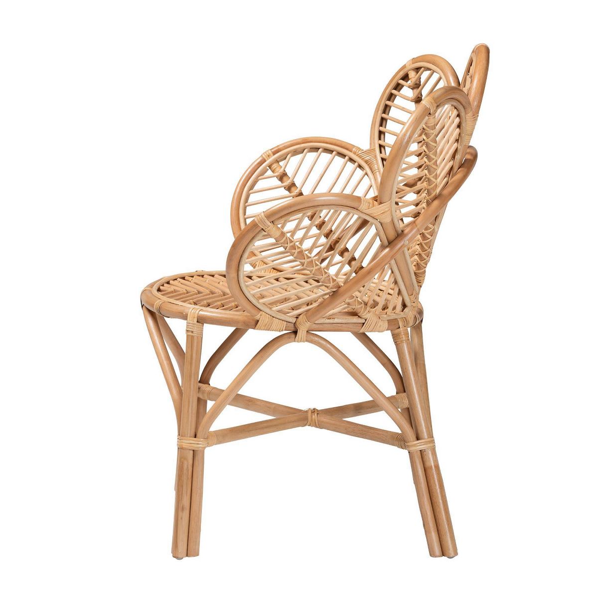 bali & pari Eliava Natural Rattan Flower Accent Chair Natural Brown: Indoor Wicker, No Assembly Required - thumbnail 4