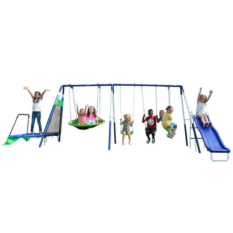 Sportspower Mountain View Metal Swing Slide and Trampoline Set, 5 of 13