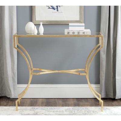Alphonse Gold Leaf Iron and Glass Console Table