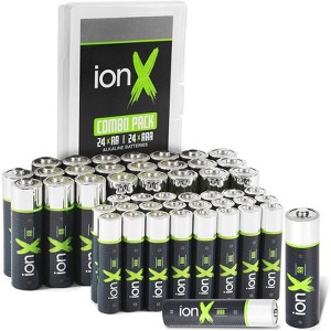 ionX Batteries - 24 AA and 24 AAA High Performance Alkaline 1.5 Volt Battery Set - 1 of 4