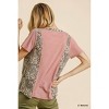 Women's Leopard Trim Waffle Knit Top - umgee - 3 of 4
