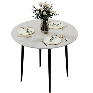 Round Kitchen Dining Table No Chair Coffee Table with Metal Legs for Dining Room - 1 of 4