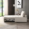 Versatile Linen Fabric Sofa Bed w/Removable Backrest&Solid Wood Frame,Convertible Lazy Sofa,Ottoman & Single Bed,Easy Assembly - 3 of 4
