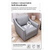 360 Degree Swivel Armchair Cotton Linen Skin-Friendly Fabric Ergonomic Design Brass Nail Decorative Armchair With Black Legs-Cuddlewood - 3 of 4