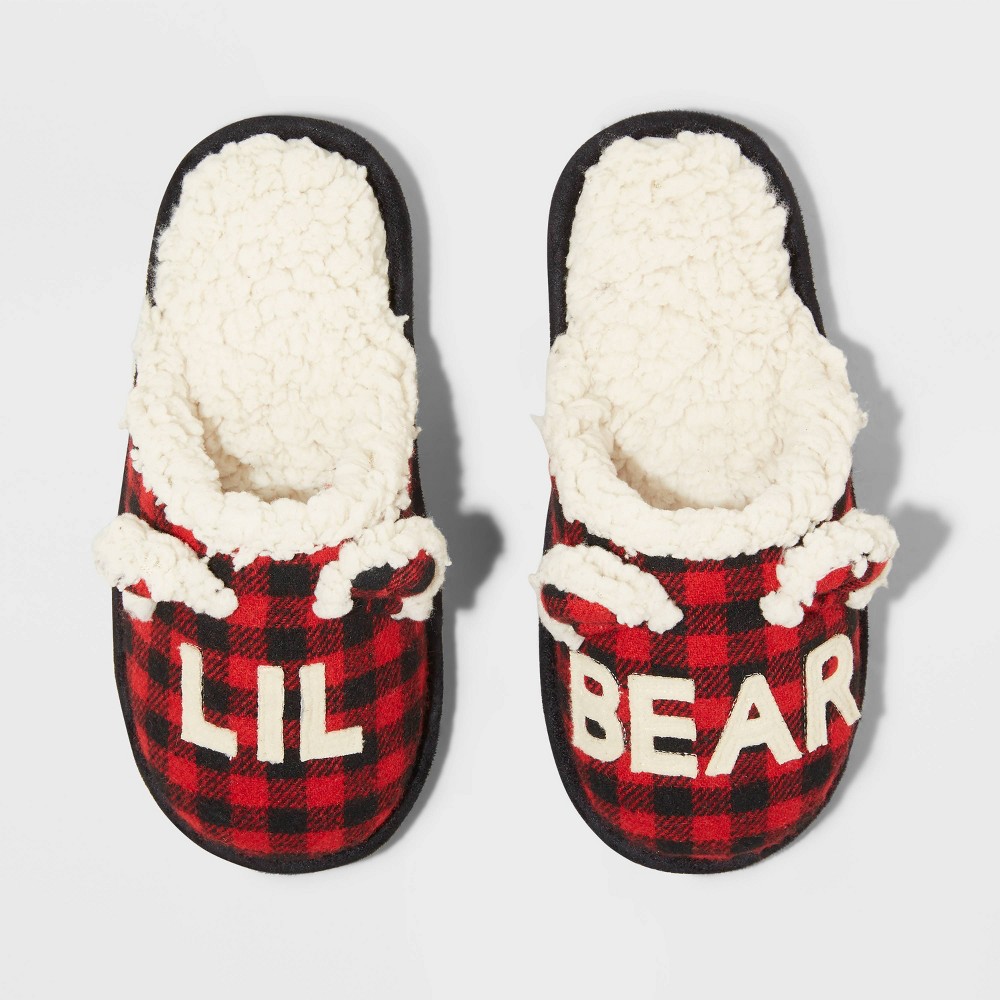 Size 7/8;Boys' Family Sleep Lil Bear Slippers - Wondershop Red 7-8