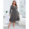 Plus Size Women's Ribbed Knit Maxi Dress - High Waist, Side Pockets, Round Neck Long Ankle-Length Dress - 4 of 4