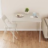 5-Piece Folding Table and Chair Set, PU Upholstered Foldable Card Table with 4 Metal Chairs, Portable Dining or Event Furniture, Beige - 3 of 4