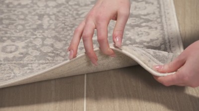 Beige and Cream Floral Synthetic Area Rug 8' x 10'