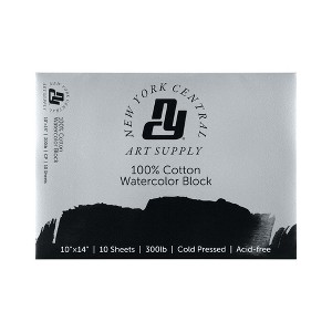 New York Central Watercolor Block, 300 lb Cold Press, Pack of 10, Archival Watercolor Paper for Artists, Students, Gelatin Sized, Durable Water Color - 1 of 4