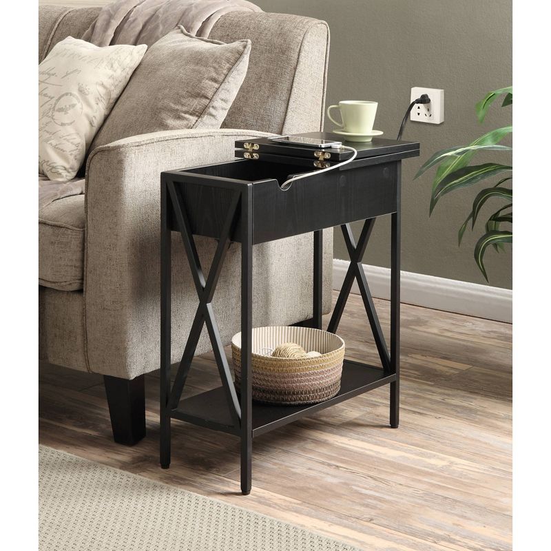 Tucson Flip Top End Table with Charging Station and Shelf - Breighton Home, 3 of 9