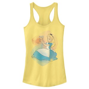 Junior's Women Alice in Wonderland Watercolor Alice and Dinah Racerback Tank Top - 1 of 4