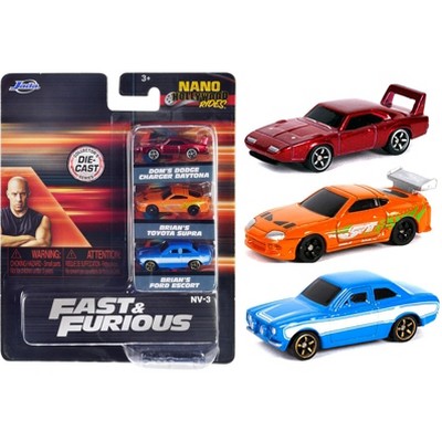 "Fast & Furious" 3 piece Set "Nano Hollywood Rides" Series 1 Diecast Model Cars by Jada