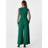 Allegra K Women's Elegant V Neck Mesh Long Sleeve Loose Wide Leg Party Jumpsuits - 4 of 4
