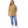 Women's Plus Size Corduroy Lapel Button Down Long Sleeve Pleated Back Casual Shacket Jacket with Pocket - Agnes Orinda - 3 of 4