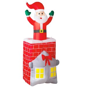 TopComfy Decorative Holiday Scene Props Christmas Inflatable Santa in Chimney Up and Down Decoration for Yard, Multicolored, 11.81"*11.81"*6.69" - 1 of 4