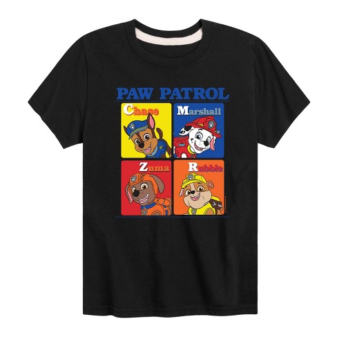 Boys Paw Patrol Chase Marshall Zuma Rubble Short Sleeve Graphic T shirt Black Small Target