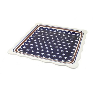 Blue Rose Polish Pottery 1570 Zaklady Square Lunch Plate - 1 of 1