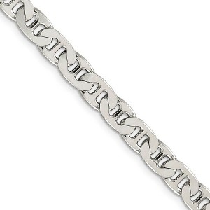 Black Bow Jewelry Men's 6.5mm, Sterling Silver, Solid Flat Anchor Chain Necklace - 1 of 4