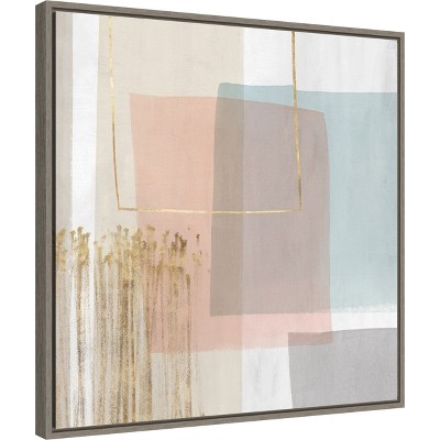 Blushed Abstract Pastel Canvas Wall Art with Sylvie Greywash Frame