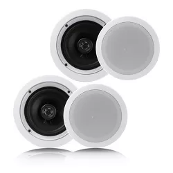 Pyle PDIC1661RD 6.5 Inch 200 Watt In Ceiling Wall Speakers 2 Way Flush Mount Home Indoor Stereo Speaker System Pair, White